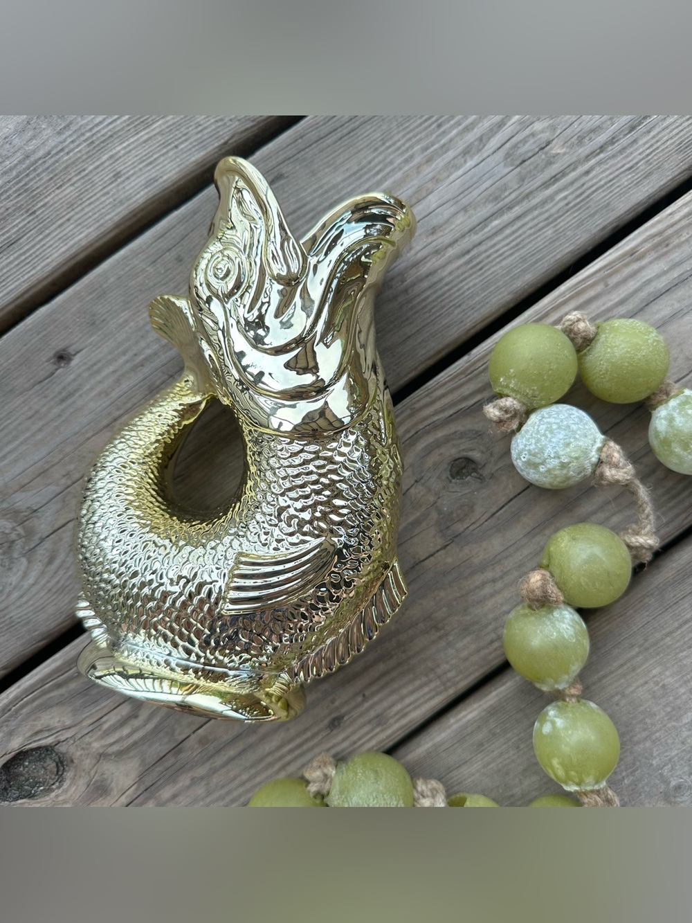 Lilly Pulitzer Fish Vase Gold Open Mouth Decor Nautical